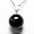 Colar Bolinha Pedra Obsidiana Negra Pino Prateado - Imagem 1