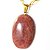 Colar Cabochão Quartzo Vermelho Pedra Natural Pino Dourado - Imagem 2