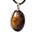Colar Cabochão Olho de Tigre Pedra Natural Pino Dourado - Imagem 4