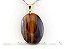 Colar Cabochão Olho de Tigre Pedra Natural Pino Dourado - Imagem 1