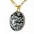Colar Cabochao Obsidiana Flocos de Neve Pino Dourado - Imagem 1