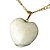Colar Coração Feldspato Branco Pedra Natural Pino Dourado - Imagem 2