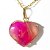 Colar Coração Agata Rosa Natural Extra  Dourado - Imagem 2