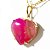 Colar Coração Agata Rosa Natural Extra  Dourado - Imagem 1