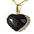 Colar Extra Coração Pedra Onix Preto Montagem Garra Dourado - Imagem 2