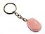Chaveiro Pedrinha Quartzo Rosa Rolada Natural Prateado - Imagem 1