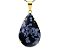 Colar Extra Gota Pedra Obsidiana Floco de Neve Dourado - Imagem 2