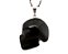 Colar De Cranio Pedra Obsidiana Negra Natural Prateado - Imagem 2