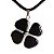 Colar Trevo 4 Folhas Pedra Obsidiana Negra Natural Prateado - Imagem 5