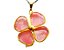 Colar Trevo Cherry Rosa Trevinho da Sorte Montagem Dourado - Imagem 1