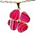 Colar Trevo da Sorte Agata Rosa Pedra Natural Dourado - Imagem 1