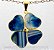 Colar Trevo 4 Folhas Da Sorte Ágata Azul 4 Dourado - Imagem 1