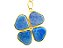 Colar Trevo da Sorte 4 Folhas Quartzo Azul Dourado - Imagem 1