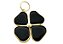 Colar Trevo Da Sorte Onix Preto Pedra Natural Dourado - Imagem 1