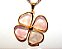 Colar Trevo da Sorte 4 Folhas Quartzo Rosa Pingente Dourado - Imagem 1
