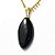 Colar Navete 28mm Pedra Obsidiana Negra Natural Pino Dourado - Imagem 3