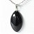 Colar Navete 28mm Pedra Obsidiana Negra Natural Prateado - Imagem 1