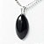 Colar Navete 28mm Pedra Obsidiana Negra Natural Prateado - Imagem 2