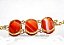 Bracelete 3 Pedras Natural Ágata Cornalina Cabochão Dourado - Imagem 2