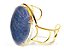 Bracelete Fixo Pedra Quartzo Azul Grande Dourado - Imagem 1