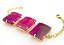 Bracelete 3 Pedras Agata Rosa Lapidação Retangular Cabochão - Imagem 1
