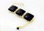 Bracelete 3 Pedras Onix Preto Lapidação Quadrado Dourado - Imagem 1