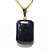 Colar Mini Obsidiana Negra Retangular 20mm Natural Dourado - Imagem 1