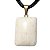 Colar Retangular Liso Feldspato Branco Pino Argola Dourado - Imagem 5