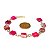 Pulseira Quadrado Pedra Agata Rosa Ranhurado Elo Dourado - Imagem 3