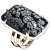 Anel Retangular Obsidiana Flocos de Neve Natural Prateado - Imagem 3