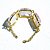 Bracelete 3 Pedras Naturais Quartzo Rosa Quadrado Dourado - Imagem 3