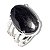 Anel Turmalina Preta Cabochão Oval Prata 950 Aro Ajustável - Imagem 3