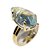 Anel Pedra Topazio Azul Natural Gota Lisa Ajustável Dourado - Imagem 2