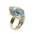 Anel Pedra Topazio Azul Natural Gota Lisa Ajustável Dourado - Imagem 1