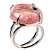 Anel Cabochão Redondo Rodocrosita Natural Garra Prata 950 - Imagem 5