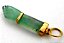 Colar Figa Pedra Agata Verde Montagem Envolto Dourado - Imagem 1