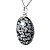 Colar Cabochão Oval Pedra Obsidiana Flocos de Neve Prata - Imagem 3
