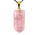 Colar Pontinha Pedra Quartzo Rosa Presilha E Pino Dourado - Imagem 1