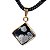 Colar Obsidiana Flocos de Neve Castoação Envolto Dourado - Imagem 3
