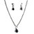 Conjunto Colar e Brinco Gota Zircônia Obsidiana Prata 925 - Imagem 1