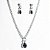 Conjunto Colar e Brinco Gota Zircônia Obsidiana Prata 925 - Imagem 4