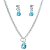 Conjunto Colar e Brinco Gota Zircônia Topázio Azul Prata 925 - Imagem 1