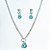 Conjunto Colar e Brinco Gota Zircônia Topázio Azul Prata 925 - Imagem 8