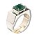 Anel Masculino Pedra Esmeralda Prata 950 aro Ajustável - Imagem 4