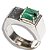 Anel Nlux Masculino Pedra Esmeralda Prata 950 Aro Ajustável - Imagem 1