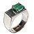Anel Nlux Masculino Pedra Esmeralda Prata 950 Aro Ajustável - Imagem 2