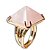 Anel Pirâmide Quartzo Rosa Natural Dourado Aro Ajustável - Imagem 3