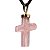 Colar Crucifixo Quartzo Rosa Natural Montagem Envolto Dourada - Imagem 3