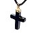 Colar Crucifixo Quartzo Preto Pedra Natural Envolto Dourado - Imagem 3