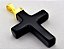 Colar Crucifixo Quartzo Preto Pedra Natural Envolto Dourado - Imagem 4